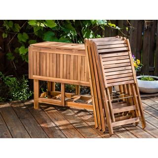 Beliani Table avec chaises et parasol en Acacia Traditionnel FRASSINE  