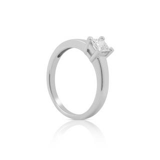 MUAU Schmuck  Bague Solitaire Diamant 0.47ct. Princesse or blanc 750 