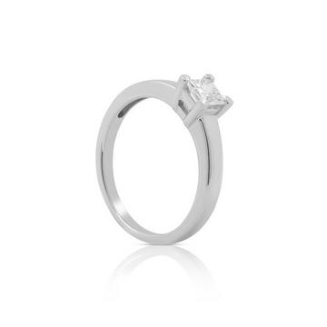 Solitaire Ring Diamant 0.47ct. Princess Weissgold 750