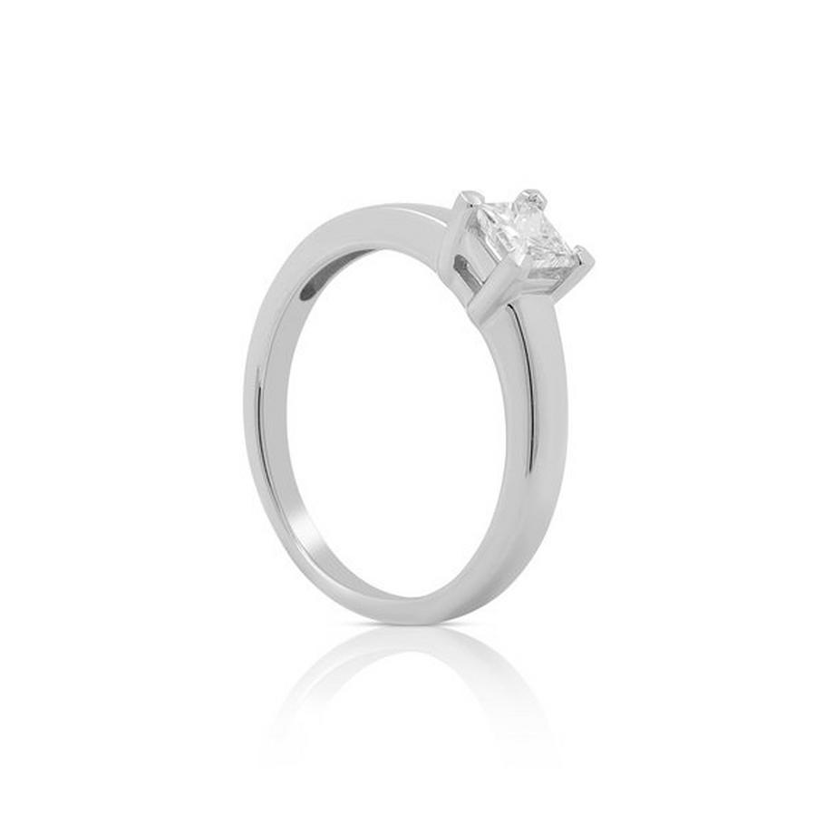 Bague Solitaire Diamant 0.47ct. Princesse or blanc 750