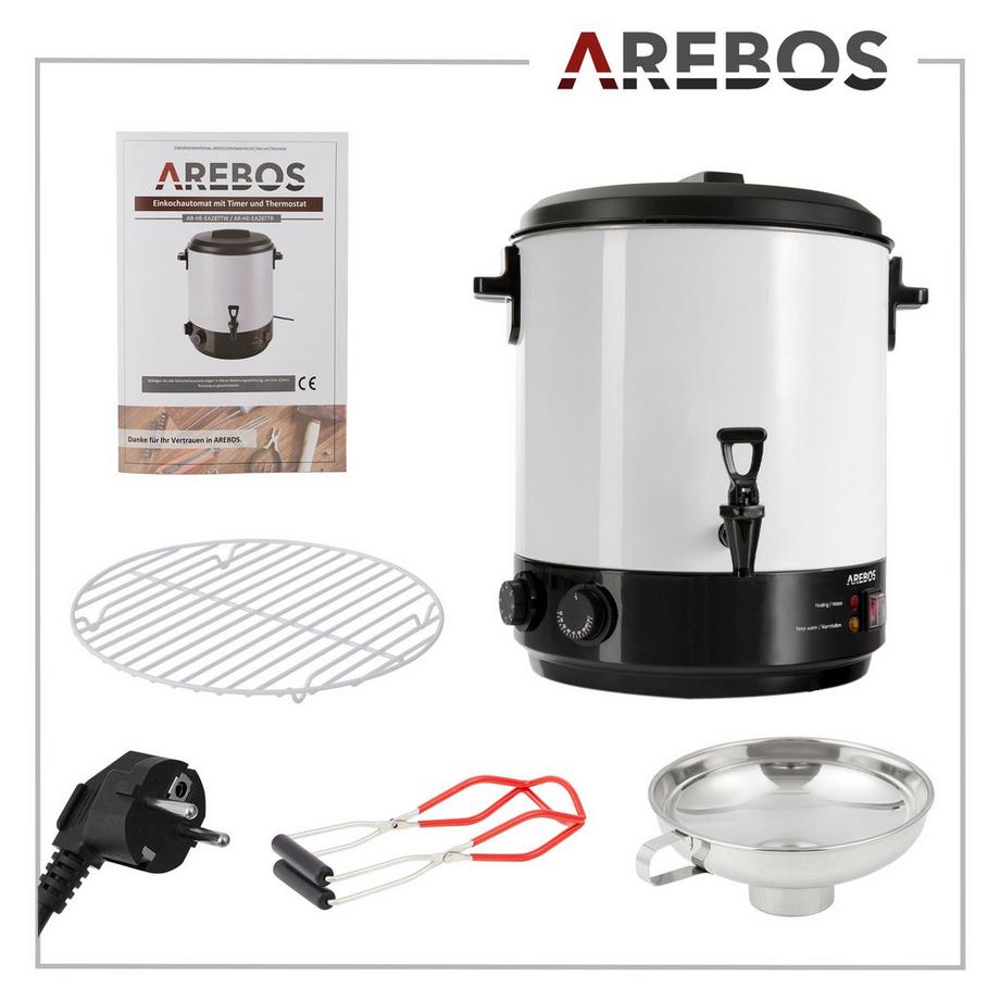 Arebos Einkochautomat 28 L Einkochtopf Glühweinkocher Heißgetränke Spender 1800W  