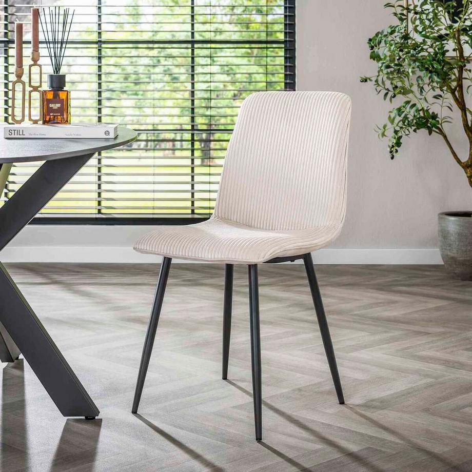 mutoni Chaise de salle à manger Rib Rock crème-gris  