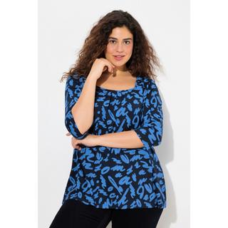 Ulla Popken  Shirt, A-Linie, Zierfalten, Carree-Ausschnitt, 3/4-Arm 