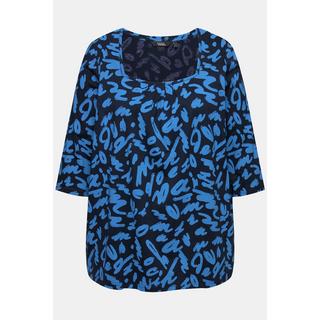 Ulla Popken  Shirt, A-Linie, Zierfalten, Carree-Ausschnitt, 3/4-Arm 