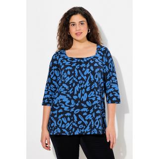 Ulla Popken  Shirt, A-Linie, Zierfalten, Carree-Ausschnitt, 3/4-Arm 