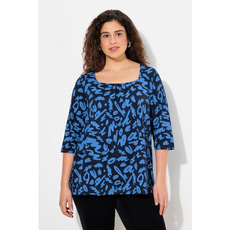 Ulla Popken  Shirt, A-Linie, Zierfalten, Carree-Ausschnitt, 3/4-Arm 