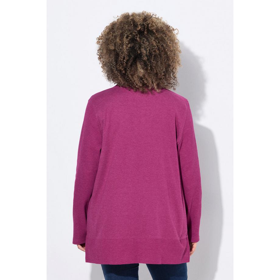 Ulla Popken Giacca Aperta in Felpa a Nido d'Ape Maniche Lunghe  