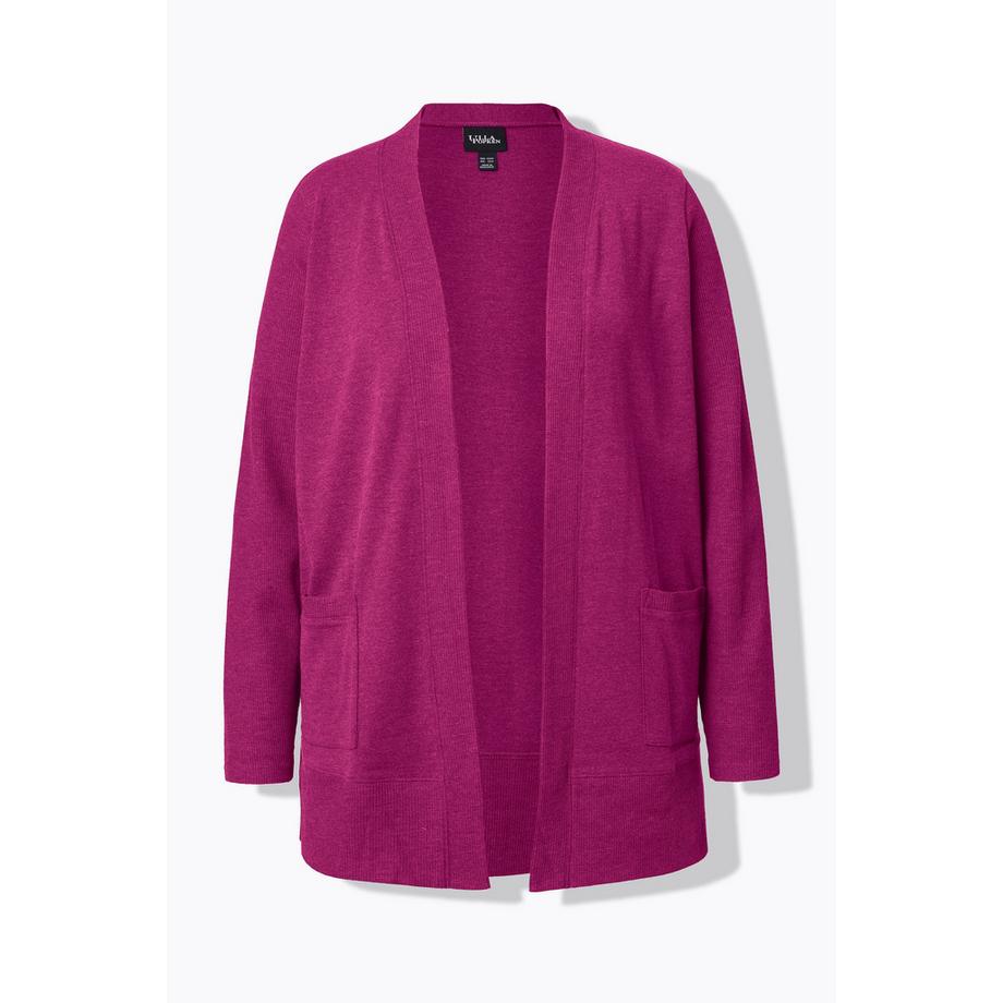 Ulla Popken Giacca Aperta in Felpa a Nido d'Ape Maniche Lunghe  