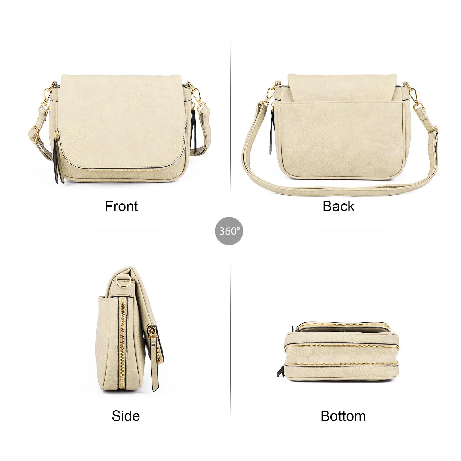 Only-bags.store Petit Sac Bandoulière Multi-Poches en Cuir PU  