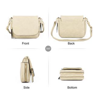 Only-bags.store Petit Sac Bandoulière Multi-Poches en Cuir PU  