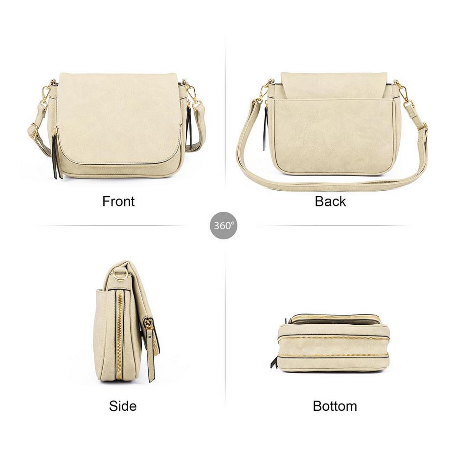 Only-bags.store Kleine PU-Leder Multi-Pocket Crossbody Tasche  