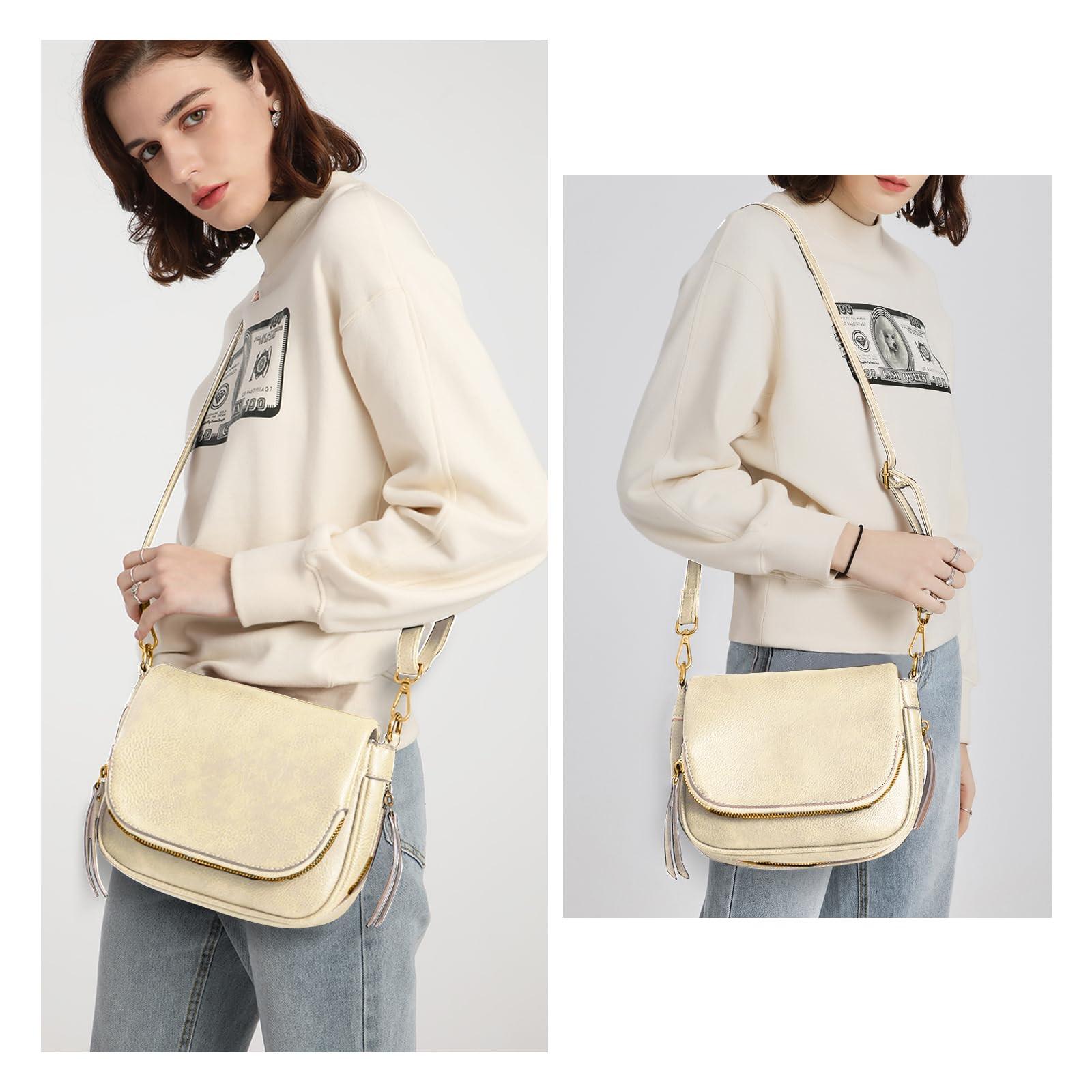 Only-bags.store Petit Sac Bandoulière Multi-Poches en Cuir PU  