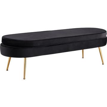 Pouf ovale velours noir