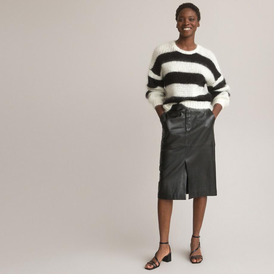 La Redoute Collections Bleistiftrock aus Leder  