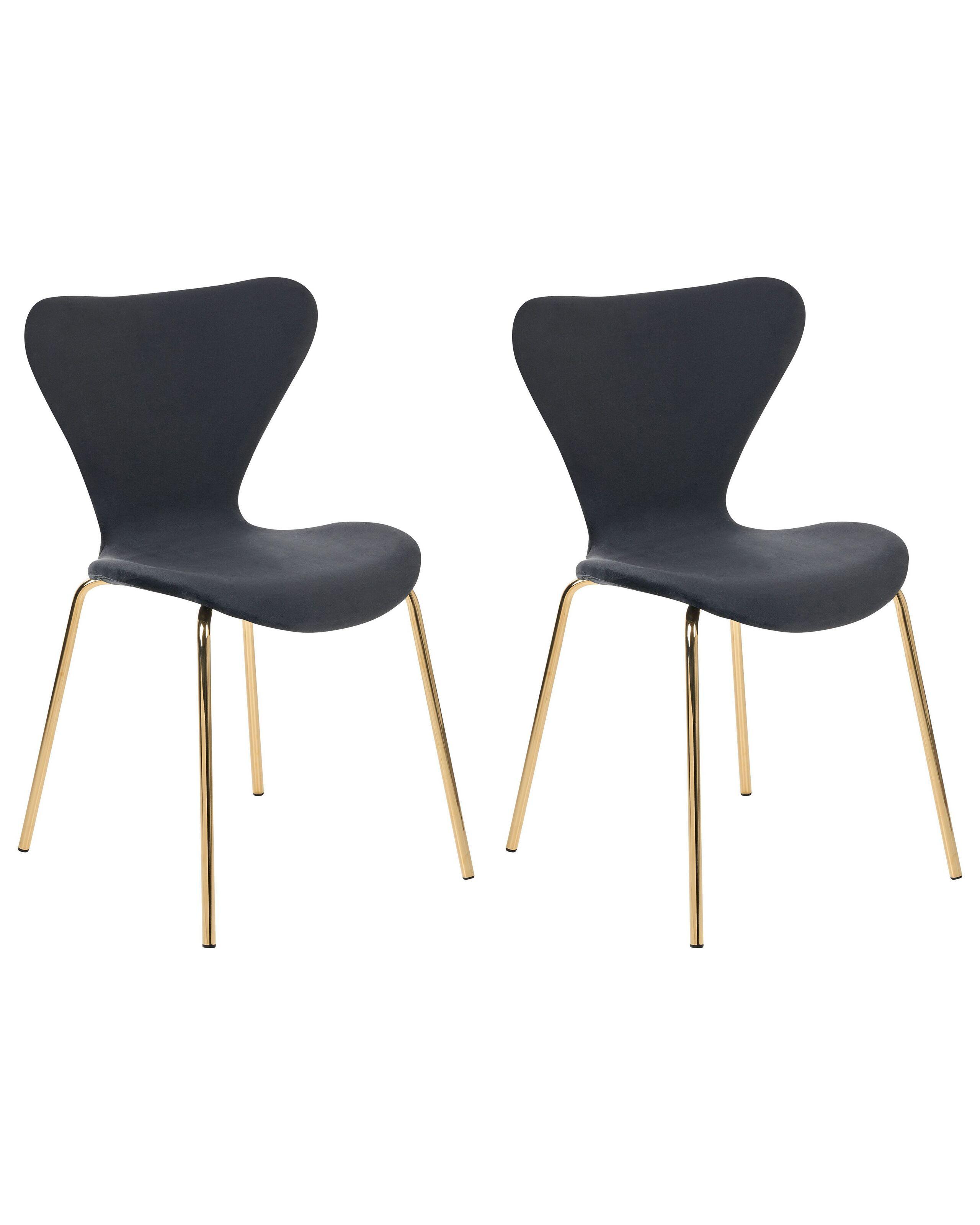 Beliani Lot de 2 chaises en Velours Scandinave BOONVILLE  