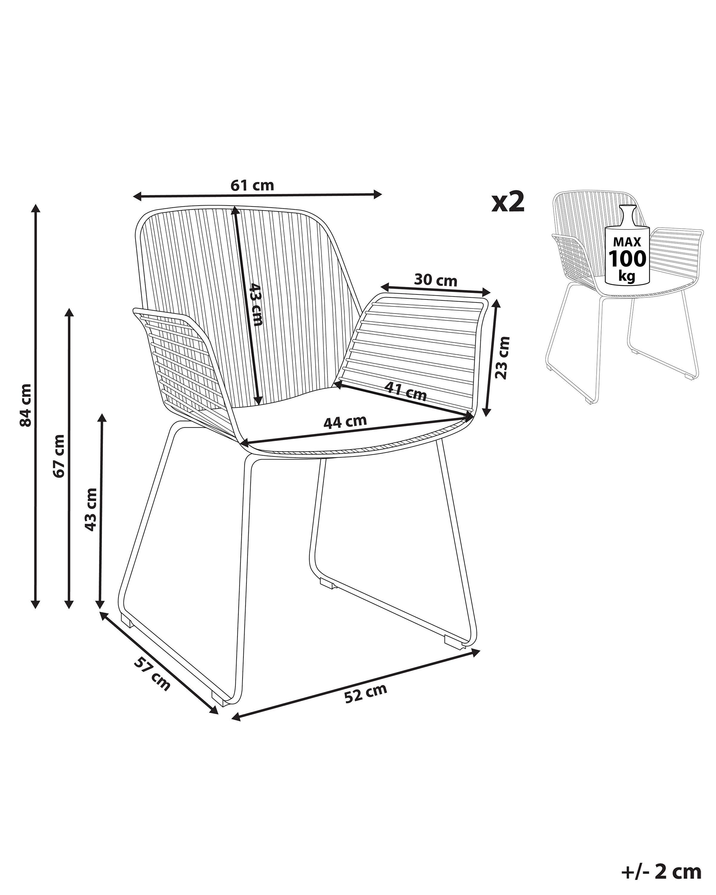 Beliani Lot de 2 chaises de salle à manger en Acier Glamour APPLETON  