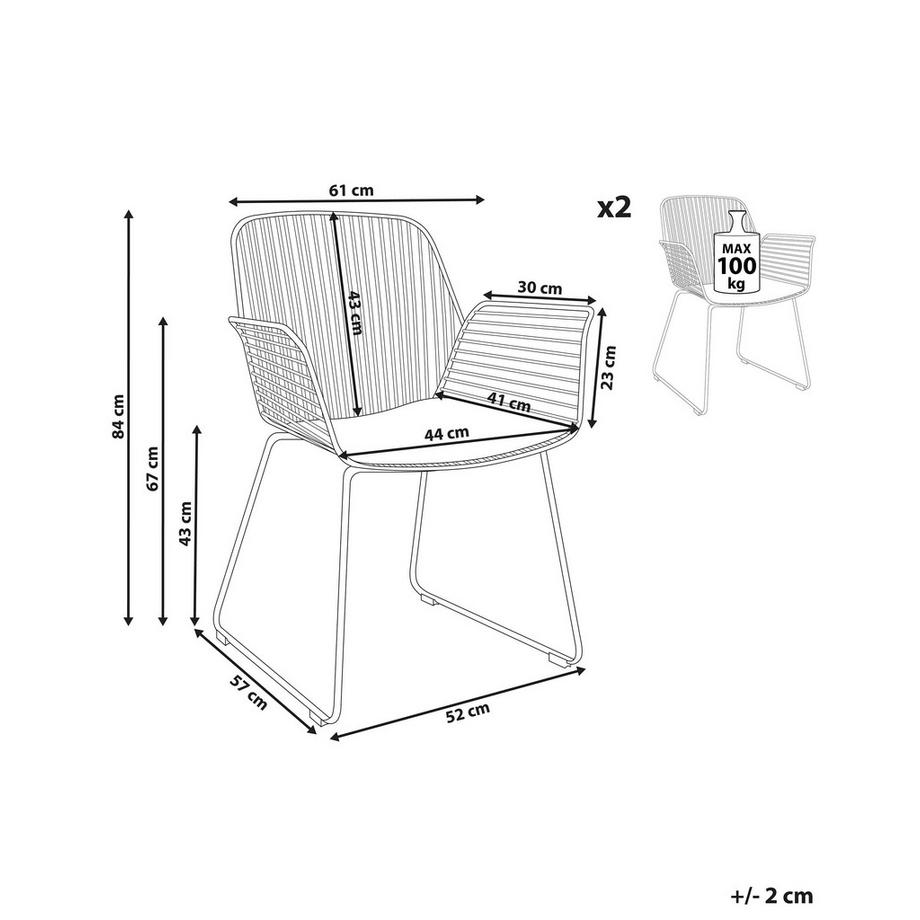 Beliani Set di 2 sedie da pranzo en Acciaio Glamour APPLETON  