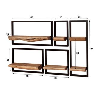 mutoni Etagère murale Edge acacia naturel (lot de 5)  