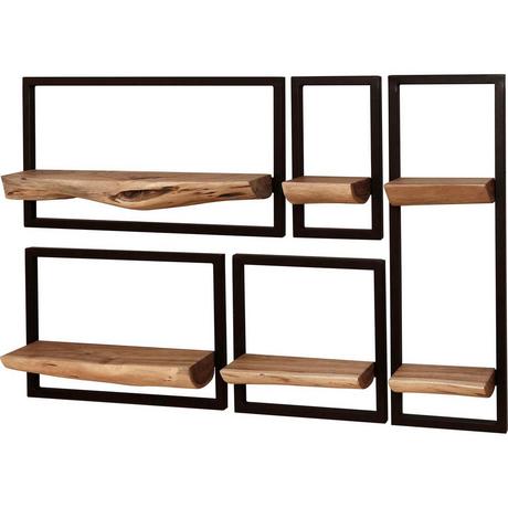 mutoni Etagère murale Edge acacia naturel (lot de 5)  