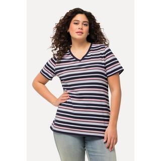 Ulla Popken  Maglia classica con righe, scollo a V e mezze maniche 