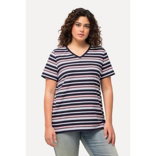 Ulla Popken  Maglia classica con righe, scollo a V e mezze maniche 