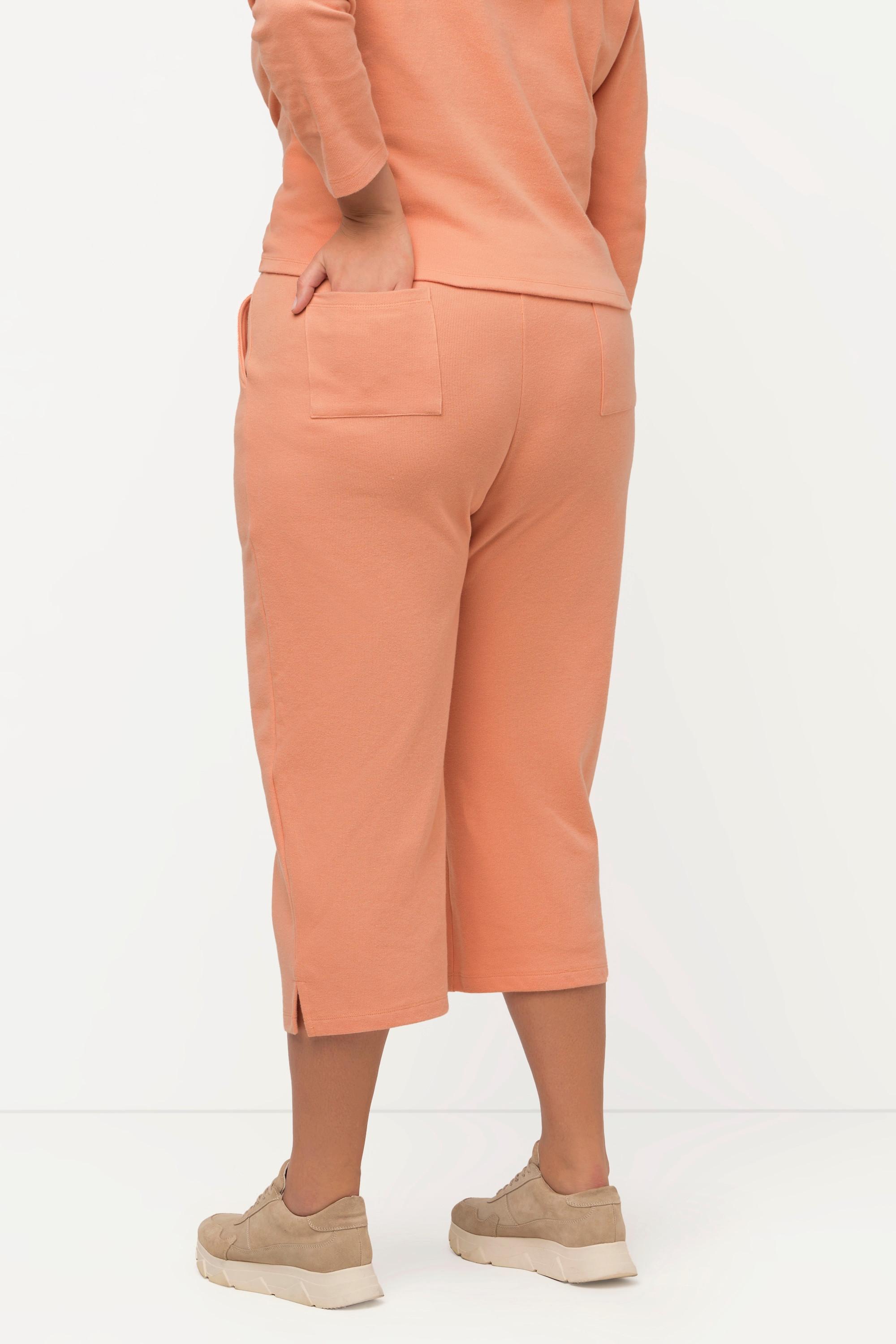 Ulla Popken  Culottes di felpa, lunghe fino al polpaccio, in cotone biologico con cintura elastica 