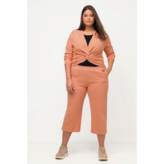 Ulla Popken  Jupe-culotte en molleton, longueur au mollet, ceinture élastique, coton bio 