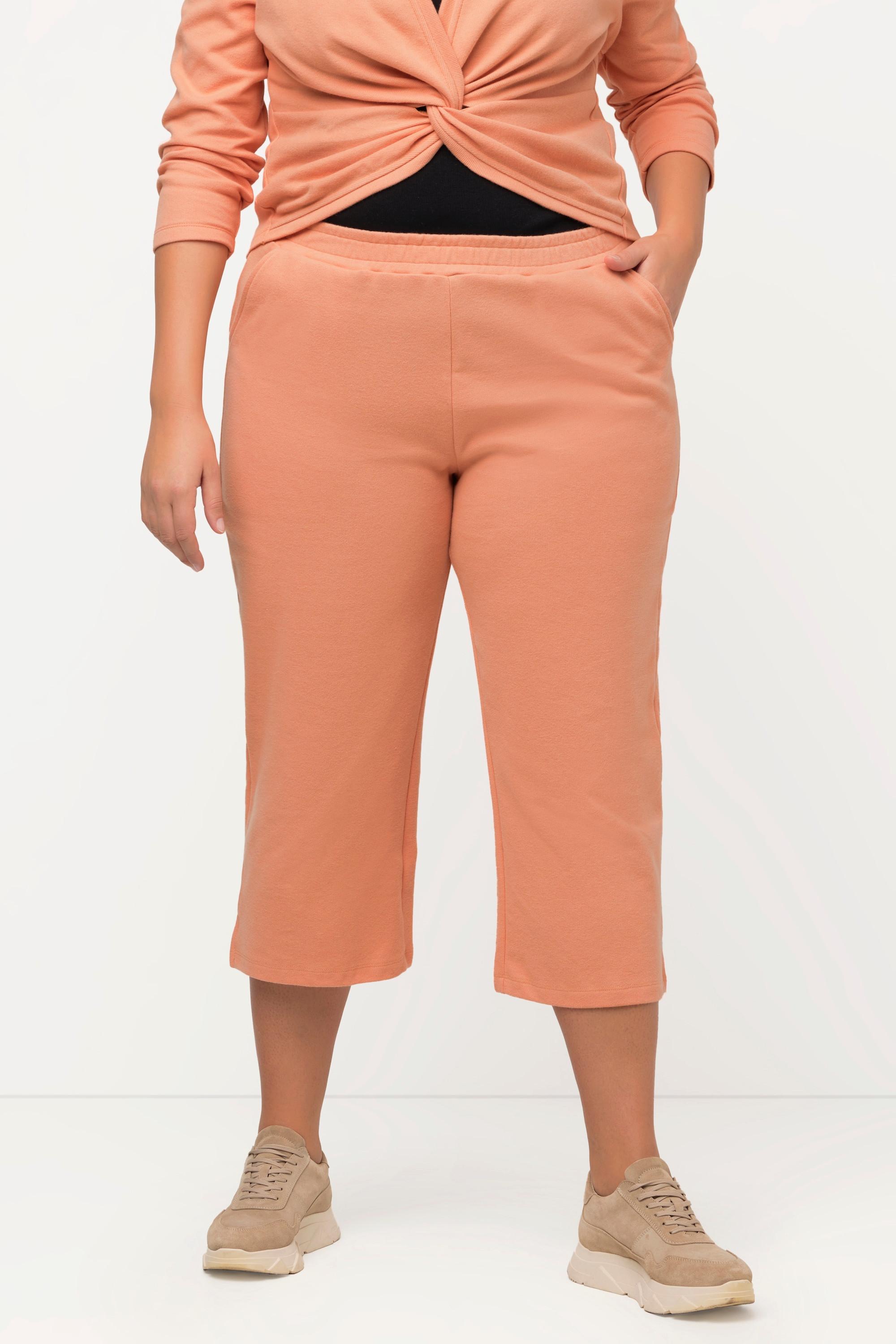 Ulla Popken  Jupe-culotte en molleton, longueur au mollet, ceinture élastique, coton bio 