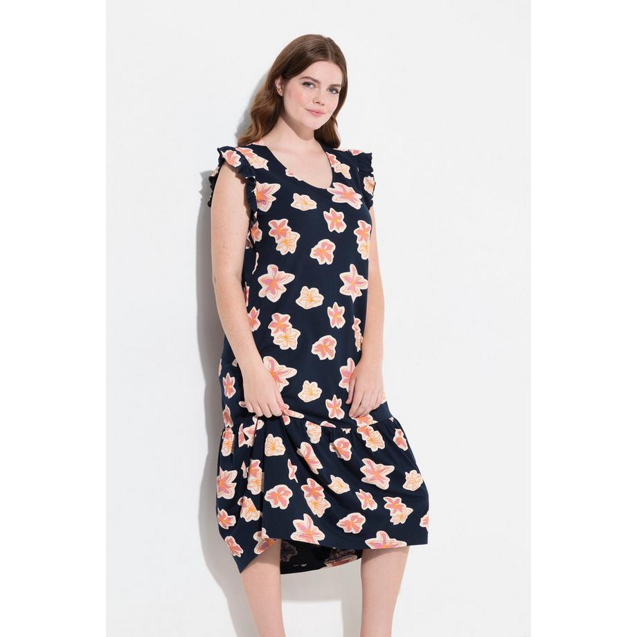 Ulla Popken Camicia Da Notte Floreale Scollo A V Manica A Farfalla  