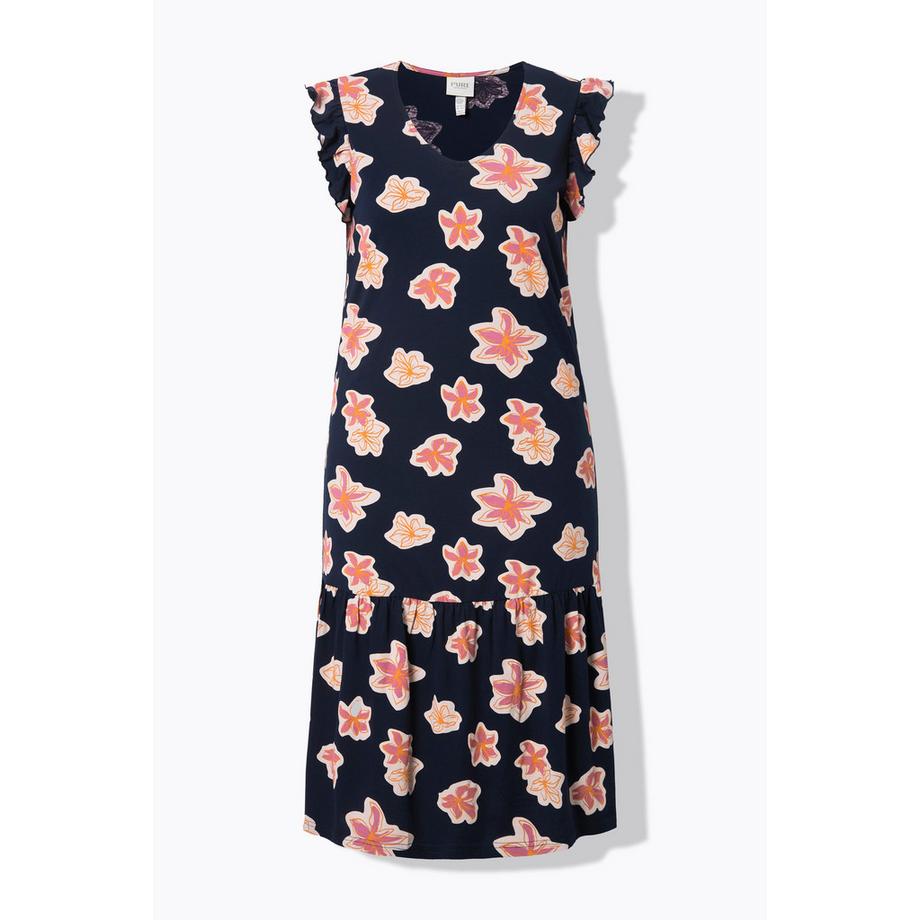 Ulla Popken Camicia Da Notte Floreale Scollo A V Manica A Farfalla  