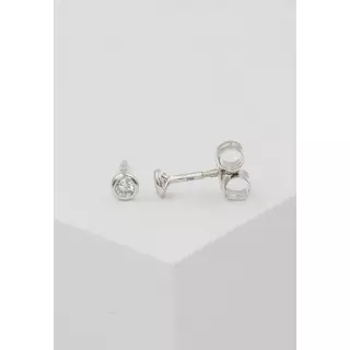 MUAU Schmuck  Clous d'oreilles solitaire monture or blanc 750 diamants 0.10ct. 4.5mm Argent