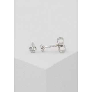 MUAU Schmuck  Clous d'oreilles solitaire monture or blanc 750 diamants 0.10ct. 4.5mm 