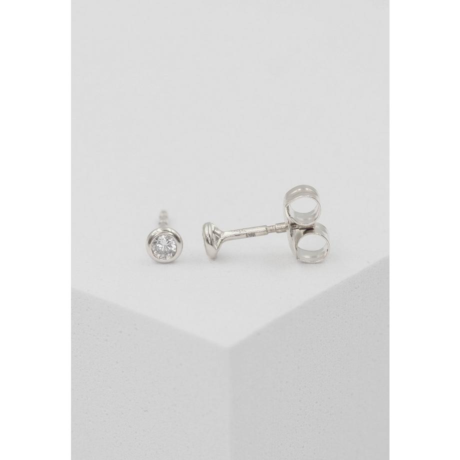 MUAU Schmuck  Clous d'oreilles solitaire monture or blanc 750 diamants 0.10ct. 4.5mm 