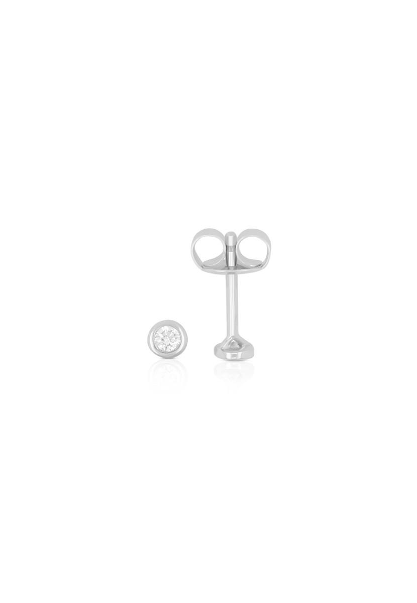 MUAU Schmuck  Clous d'oreilles solitaire monture or blanc 750 diamants 0.10ct. 4.5mm 