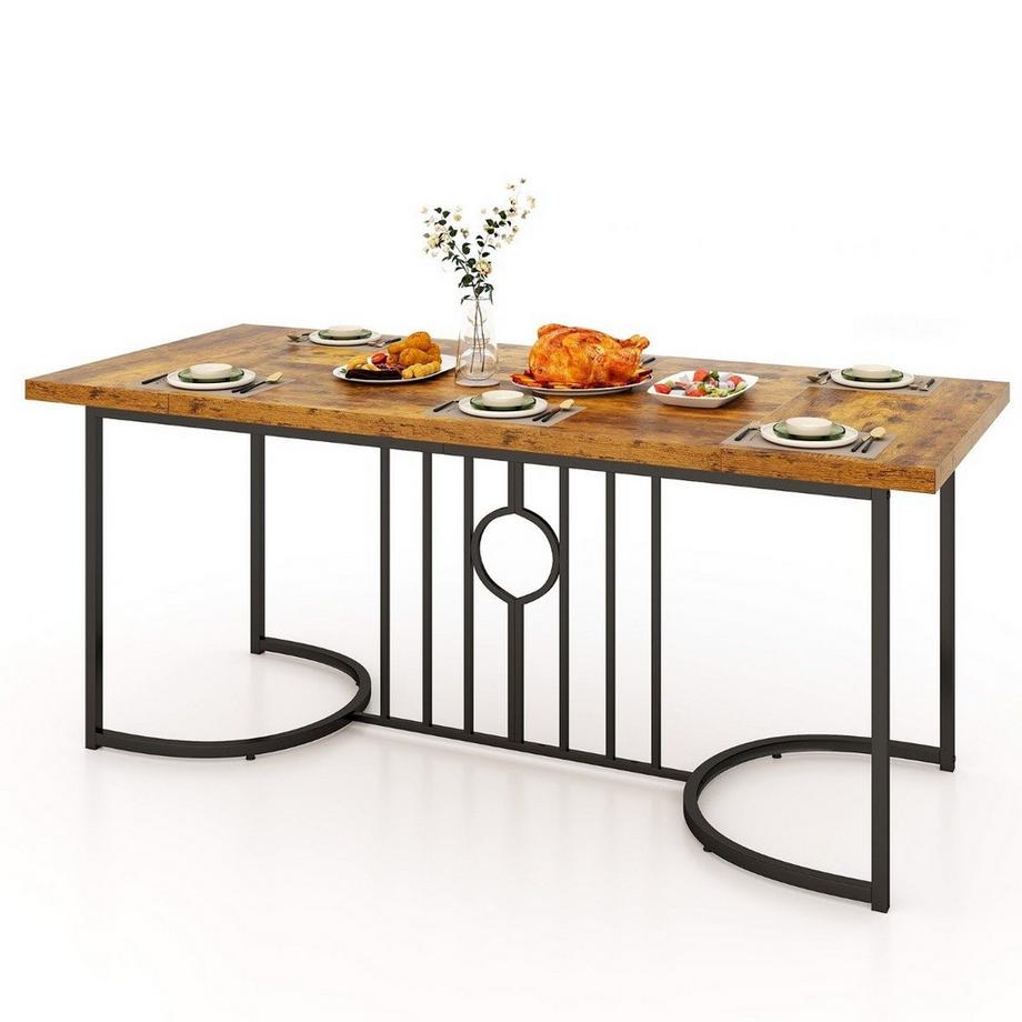 B2X Table à manger 180 cm pour 6-8 personnes table de cuisine rectangulaire en bois  