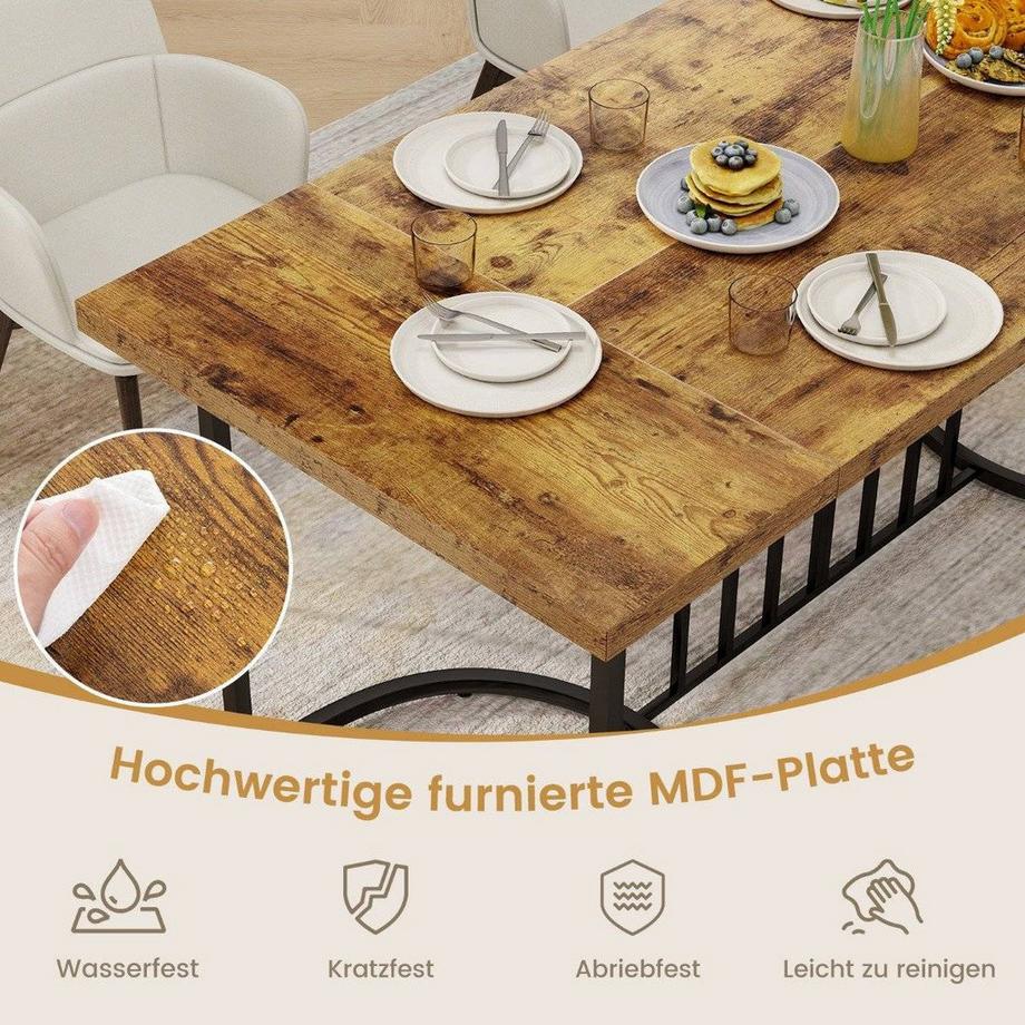 Table à manger 180 cm pour 6-8 personnes table de cuisine rectangulaire en bois