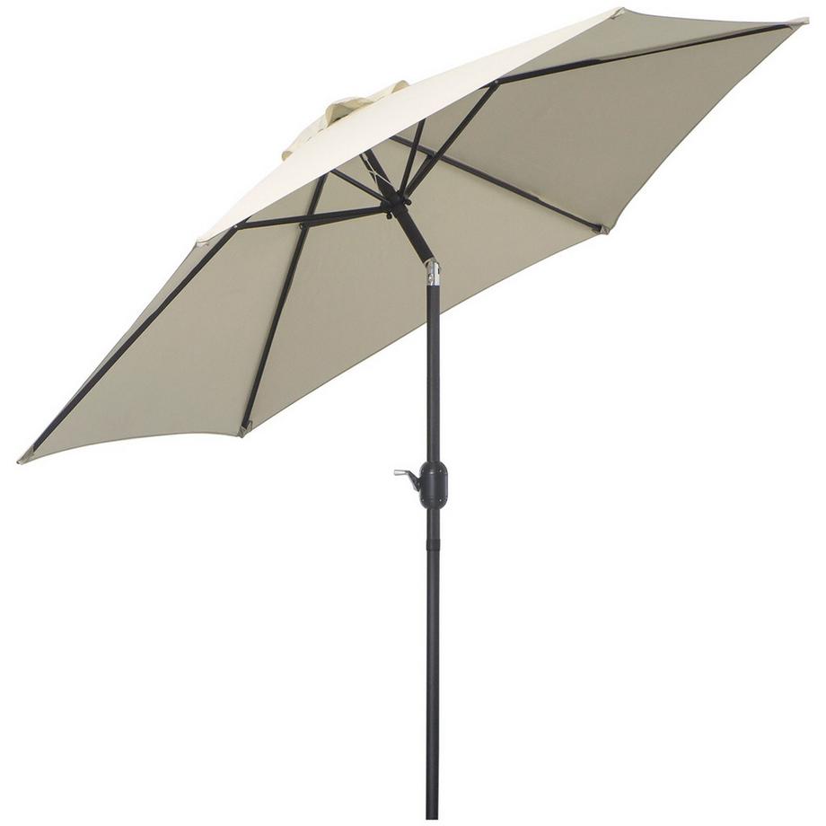 Ombrello Pieghevole Ombrellone Da Giardino Ombrellone Da Mercato Con Manovella In Alluminio 180/㎡ Poliestere Beige ∅2,7 X 2,35 M