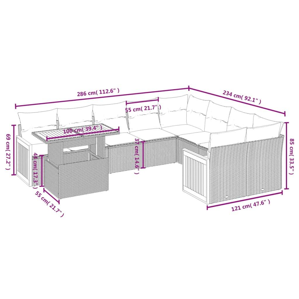 VidaXL set divano da giardino Polirattan  