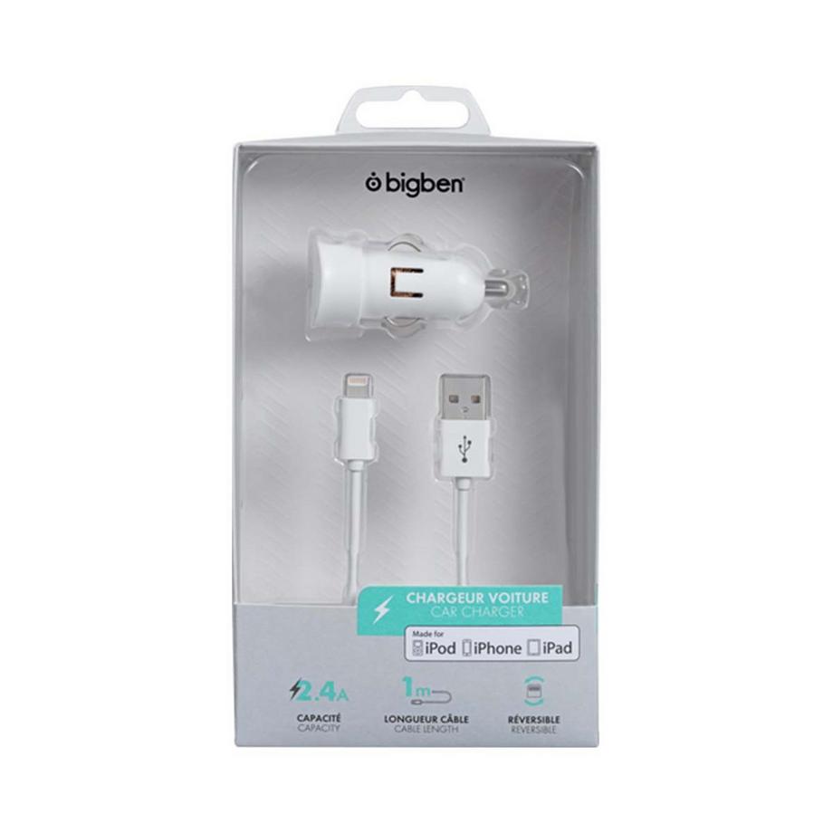 BigBen Connected  Autoladegerät USB-A 2.4A Fast Charge + USB-A / Lightning Kabel 