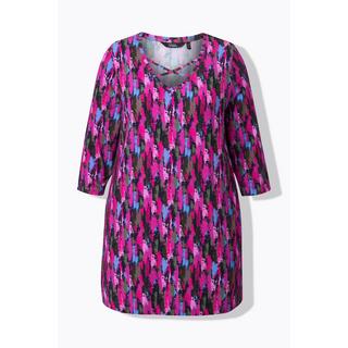 Ulla Popken T-shirt long A-Line Rubans Fantaisie Décolleté V Manches 3/4  