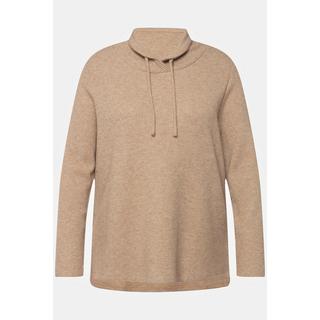 Ulla Popken  Sweat-shirt à col montant et manches longues, texture gaufrée brillante 