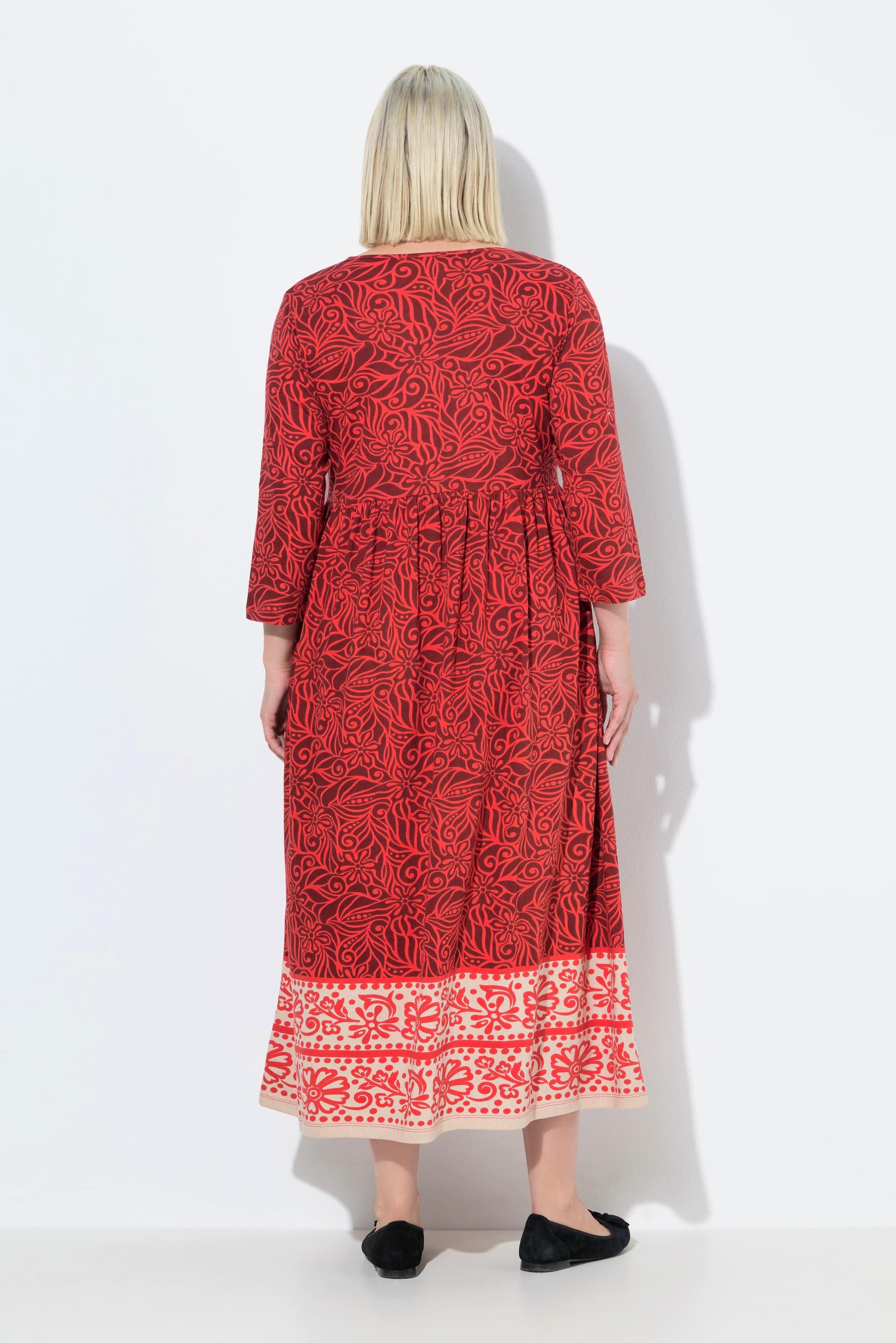 Ulla Popken Jerseykleid A-Linie Rundhals 3/4-Arm mit Taschen  