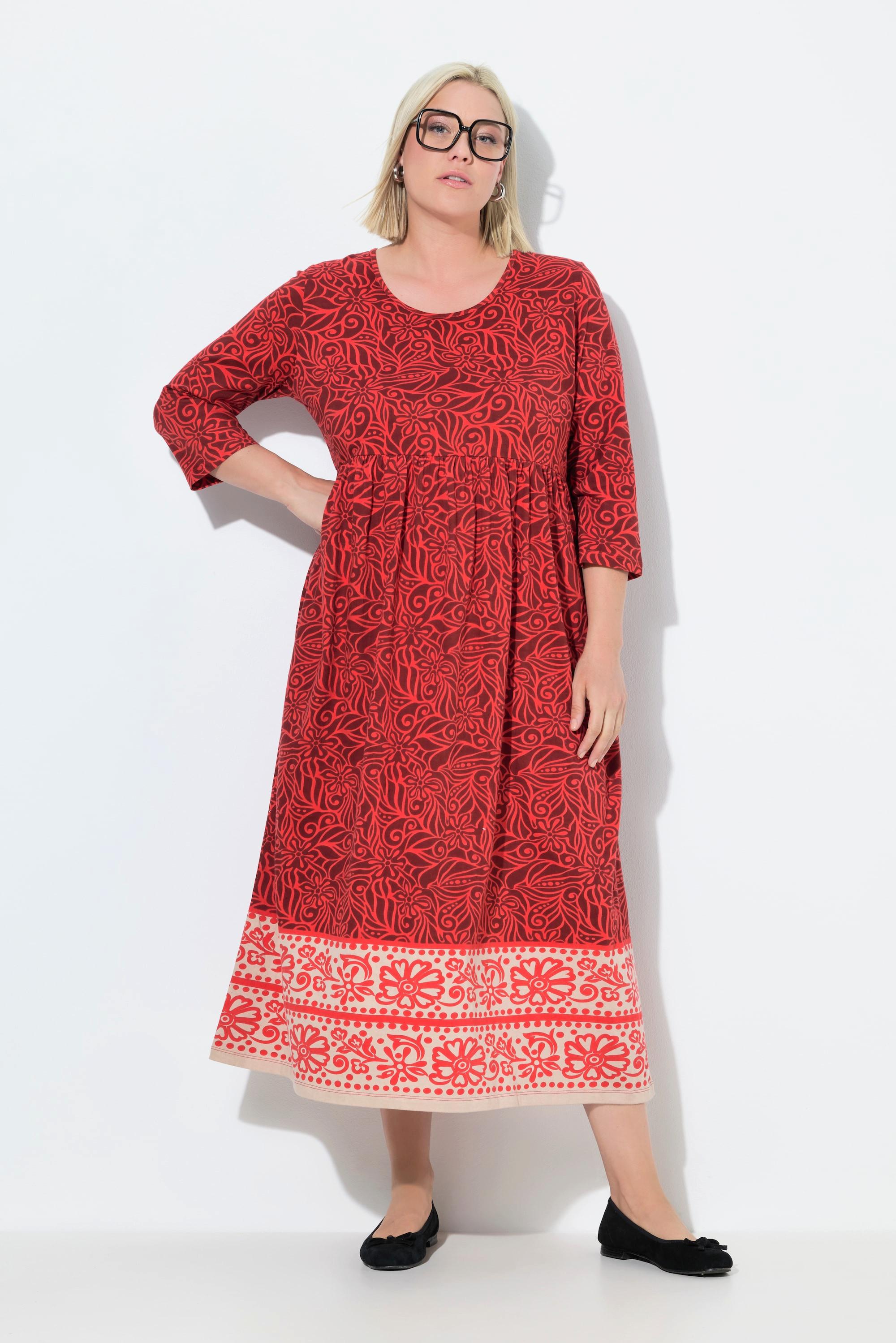 Ulla Popken Jerseykleid A-Linie Rundhals 3/4-Arm mit Taschen  