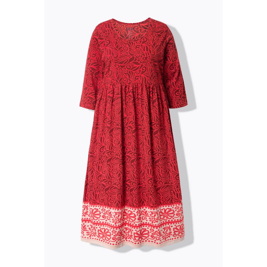 Ulla Popken Robe en jersey Coupe A Col rond Manches 3/4 avec poches  