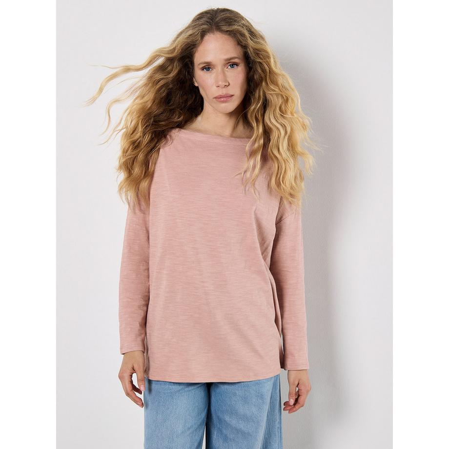 APRICOT Top in cotone slub con scollo asimmetrico  