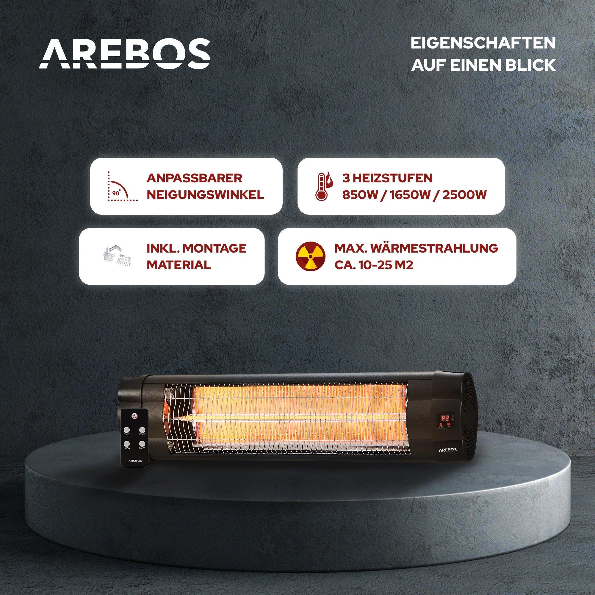 Arebos Chauffage radiant infrarouge Chauffage infrarouge avec Télécommande  