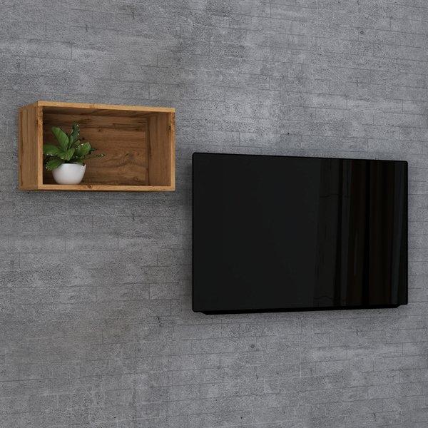 VCM Holzregal hängend | platzsparendes Regal | Maße: H. 30 x B. 50 x T. 28 cm | Elegantes Regal hängend | Aufbewahrungsregal | Bücherregal | Wandboard -  