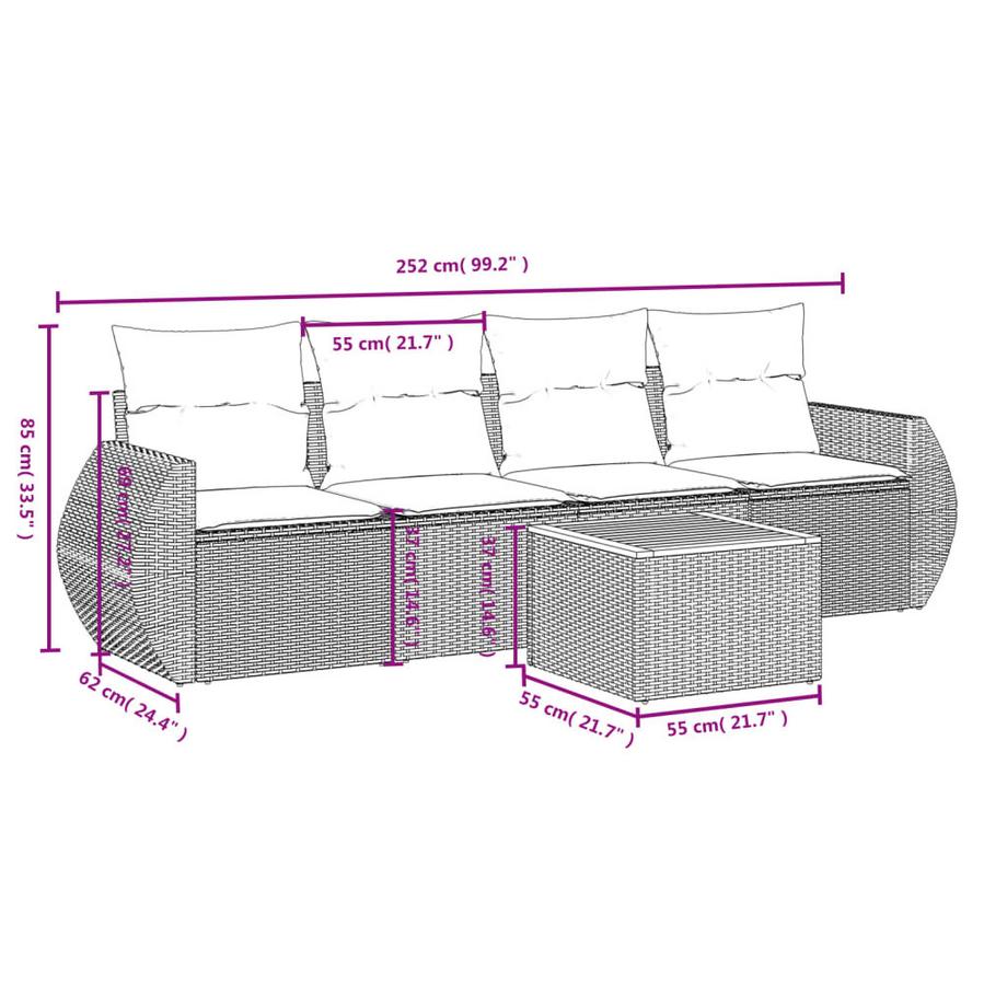 VidaXL set divano da giardino Polirattan  