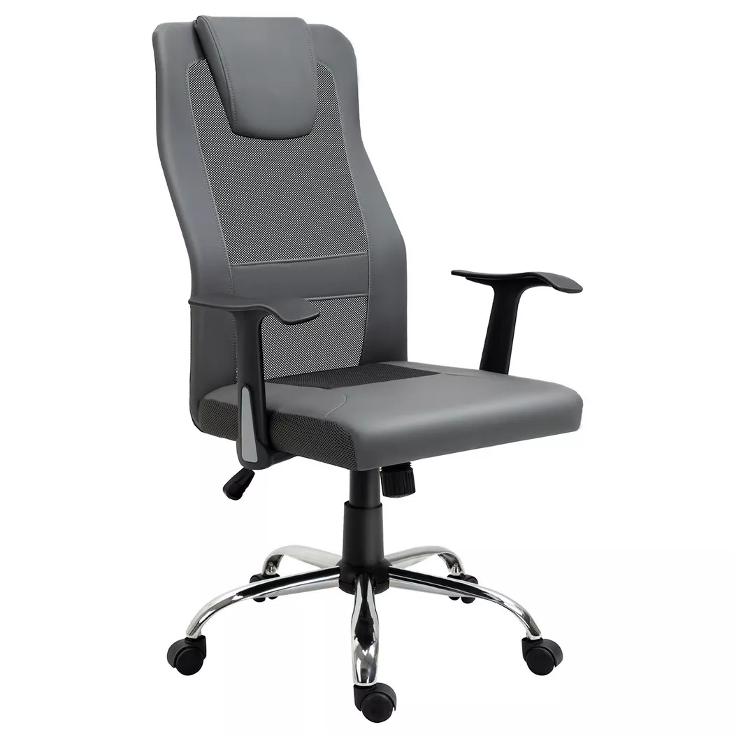 Northio – Bürostuhl Chefsessel Höhenverstellbar, Ergonomisch, Kunstleder, Grau, 66X73X108-118 Cm, 66 x 73 cm