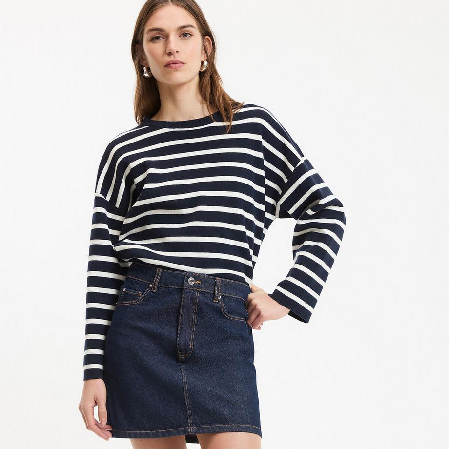 Gestreifter Pullover mit Rundhalsausschnitt